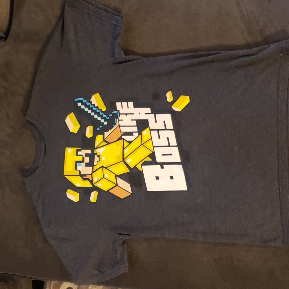 Minecraft grey short sleeve shirt boy's size XL (14-16)
